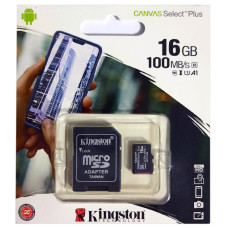 Карта пам'яті micro SDHC Kingston (UHS-1) 16GB клас 10 (з адаптером) (Гарантія 3 роки)