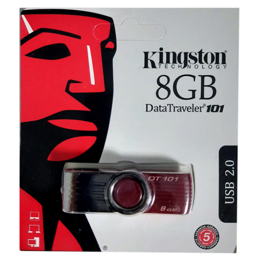 USB флеш накопичувач Kingston DT101 8Gb Red (DT101 G2) (Гарантія 3 роки)