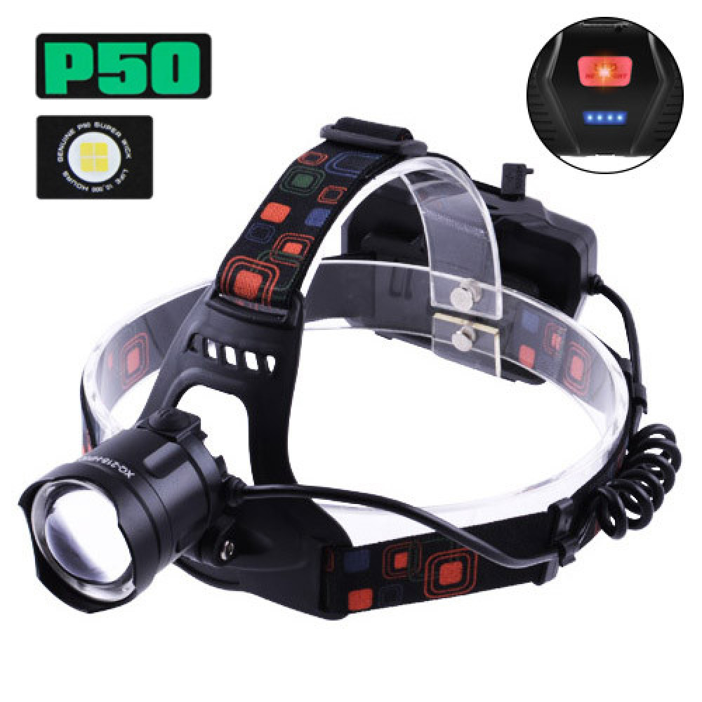 Налобний ліхтар XQ-218-HP50, 3х18650, ЗУ MicroUSB, P50 LED, Zoom