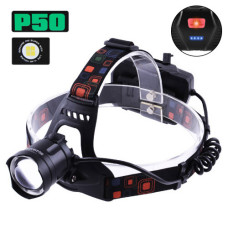 Налобний ліхтар XQ-218-HP50, 3х18650, ЗУ MicroUSB, P50 LED, Zoom
