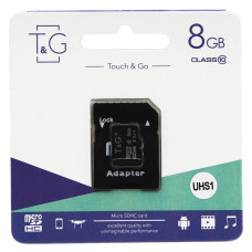 Карта пам'яті microSDHC T&G (UHS-1) 8GBSD клас 10 (з адаптером) (Гарантія 3 роки)