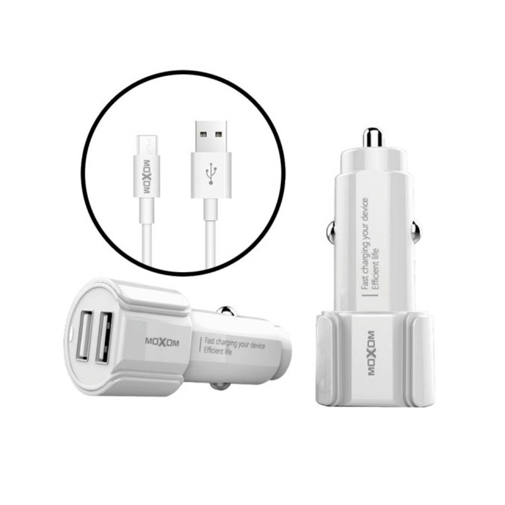 Автомобільне зарядне пристрій USB x 2 MOXOM KC-15 Micro