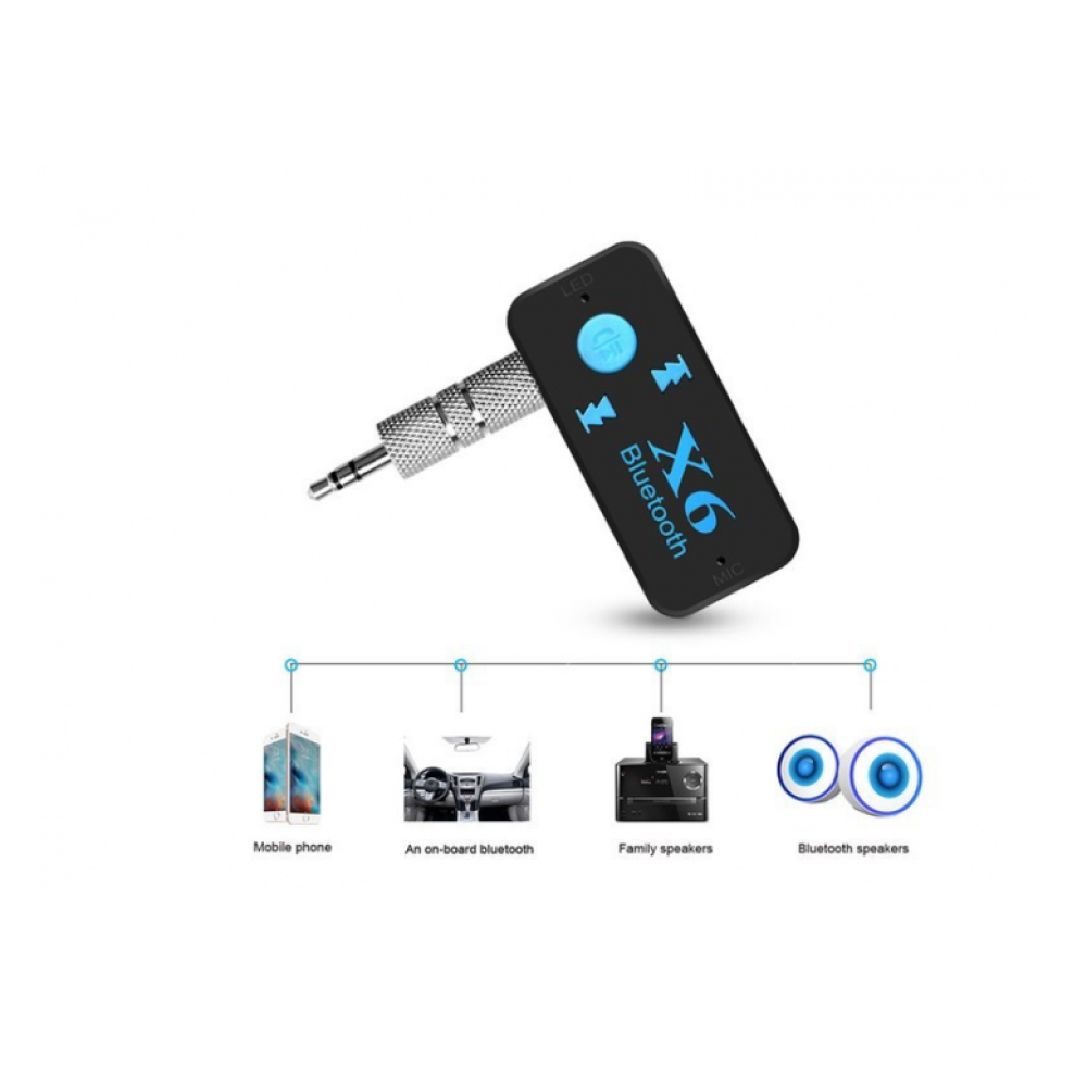 Бездротовий адаптер AUX Bluetooth-приймач BT-X6 / 3,5ММ JACK, HANDSFREE В АВТО / 6948