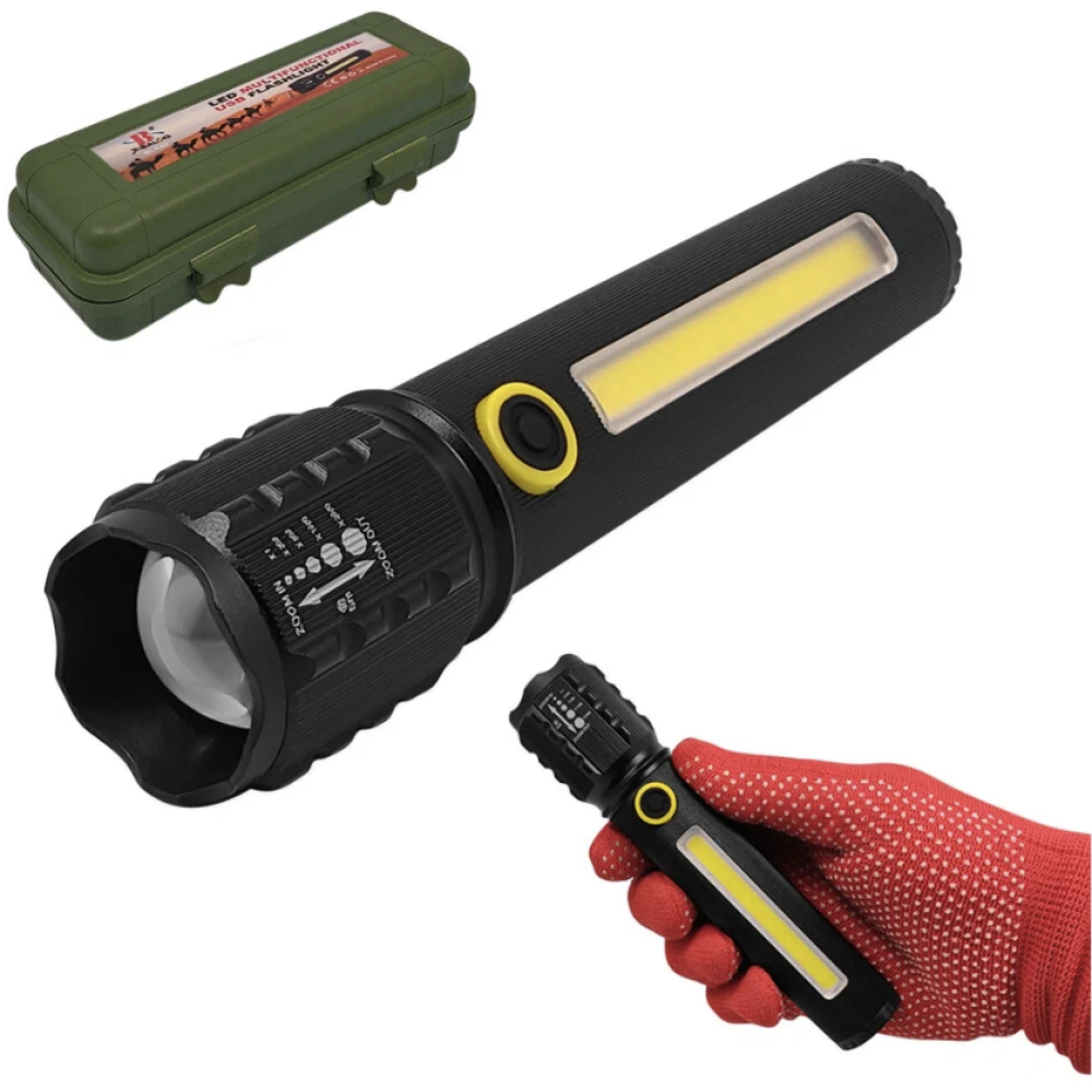 Ручний ліхтар C72-P50+COB, RB259, ЗУ mircoUSB, акумулятор, зум, коробка