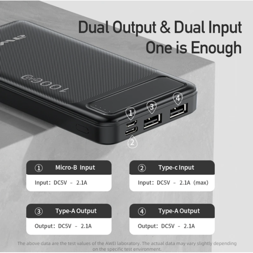 Повербанк AWEI P5k 10000mAh (реальна ємність менше) / 8141