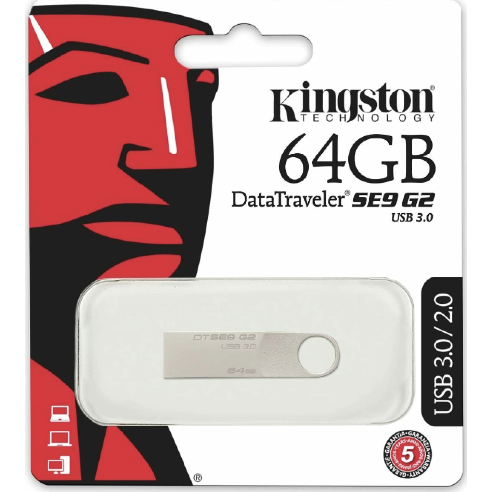 USB флеш накопичувач Kingston SE9 64Gb (DTSE9H) (Гарантія 3 роки)