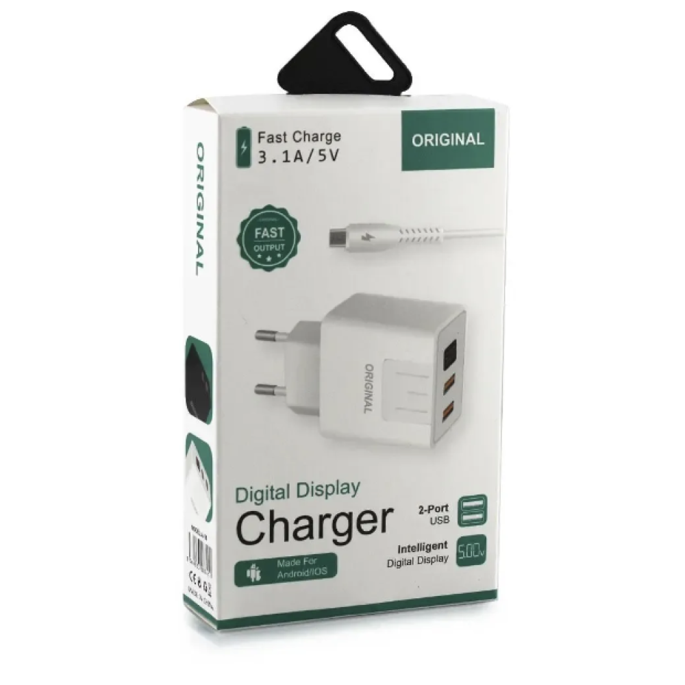 СЗУ Мережева Зарядна Пристрій USB x 2/ A-14 - 2USB / Цифровий Дисплей / CX-QC03 / ART-5740