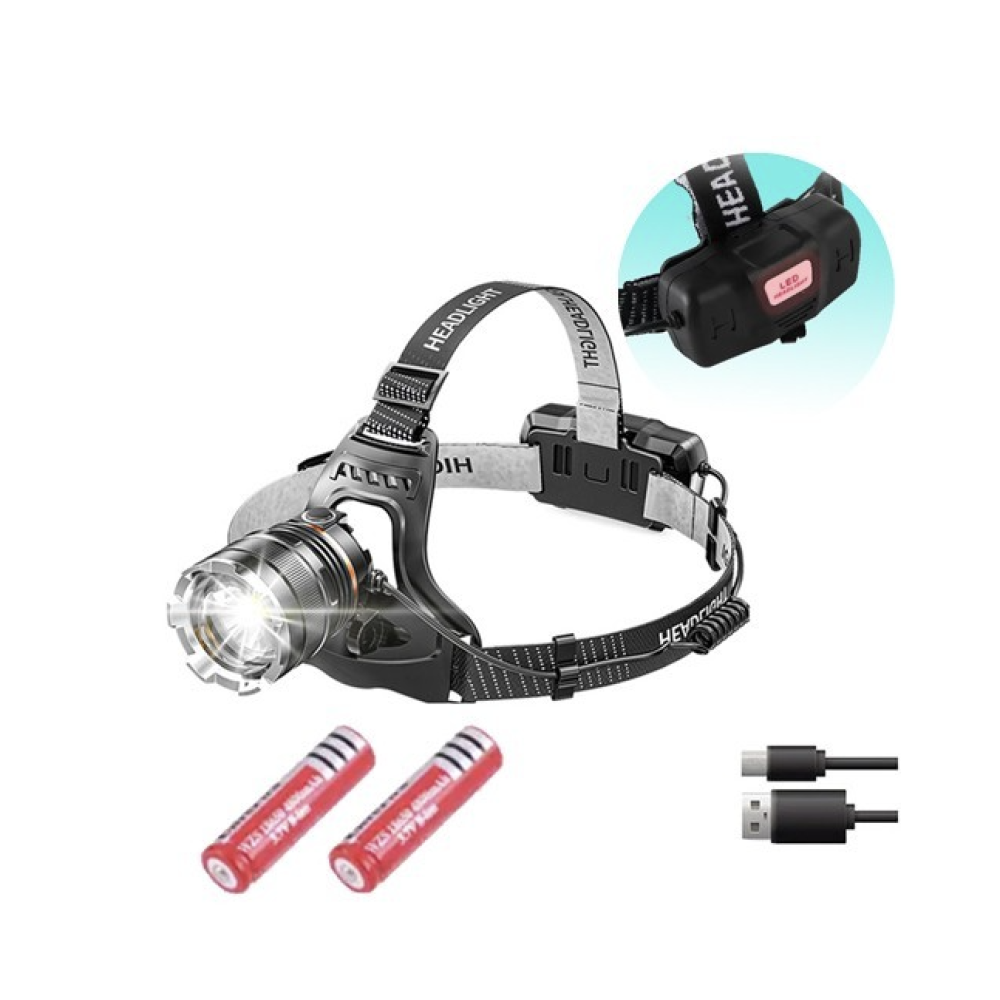 Налобний ліхтар Bailong BL-8003-P50, 2x18650, зум, ЗУ microUSB,