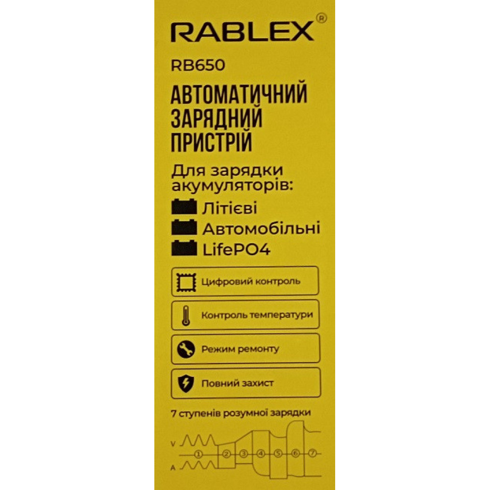 Зарядний пристрій Rablex RB650 автоматичний, 110w, 12v-6A, 24v-3A