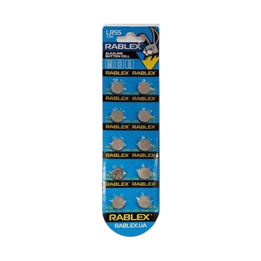 Батарейки-Таблетки Rablex LR55/AG8/1.5V блістер 10шт.