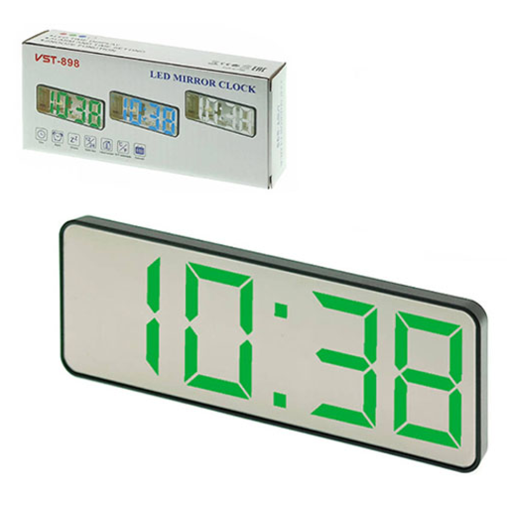 Годинники електронні VST-898 зелений, температура, USB