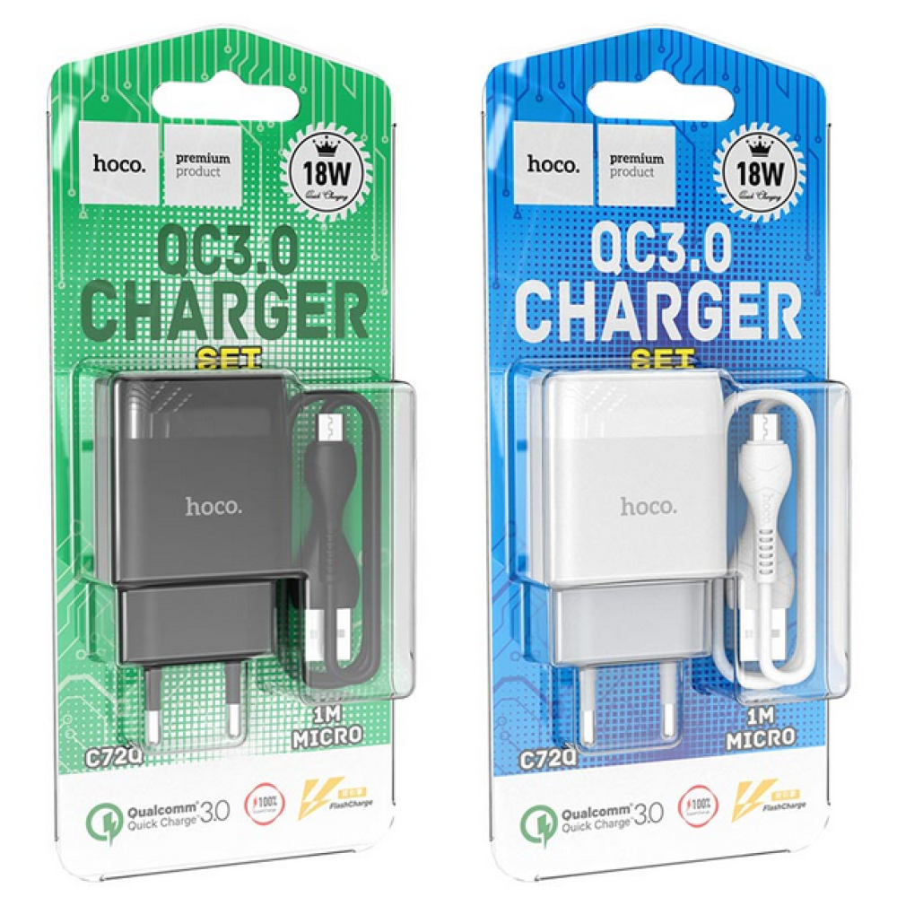 СЗУ Мережева Зарядна Устрій Hoco C72Q / MicroUSB 3.0A