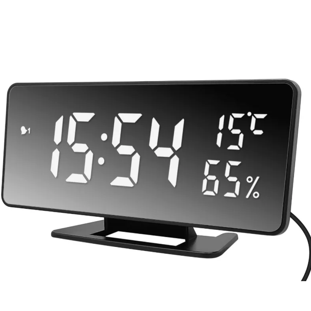 Годинники електронні VST-888Y білий, температура, вологість USB