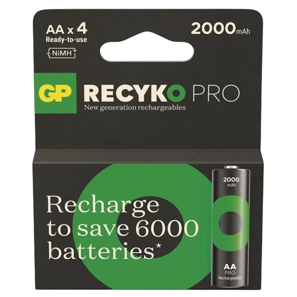 Акумулятор GP Recyko Pro 2000mAh Eco, Ni-MH AA, 1.2V, 2.4A, LSD70-5, коробка 4 шт.