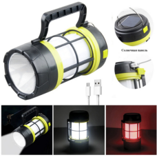 Ліхтар для кемпінгу 910-LED+COB, power bank, Li-Ion, сонячна батарея, ЗУ microUSB, Червоний, Білий