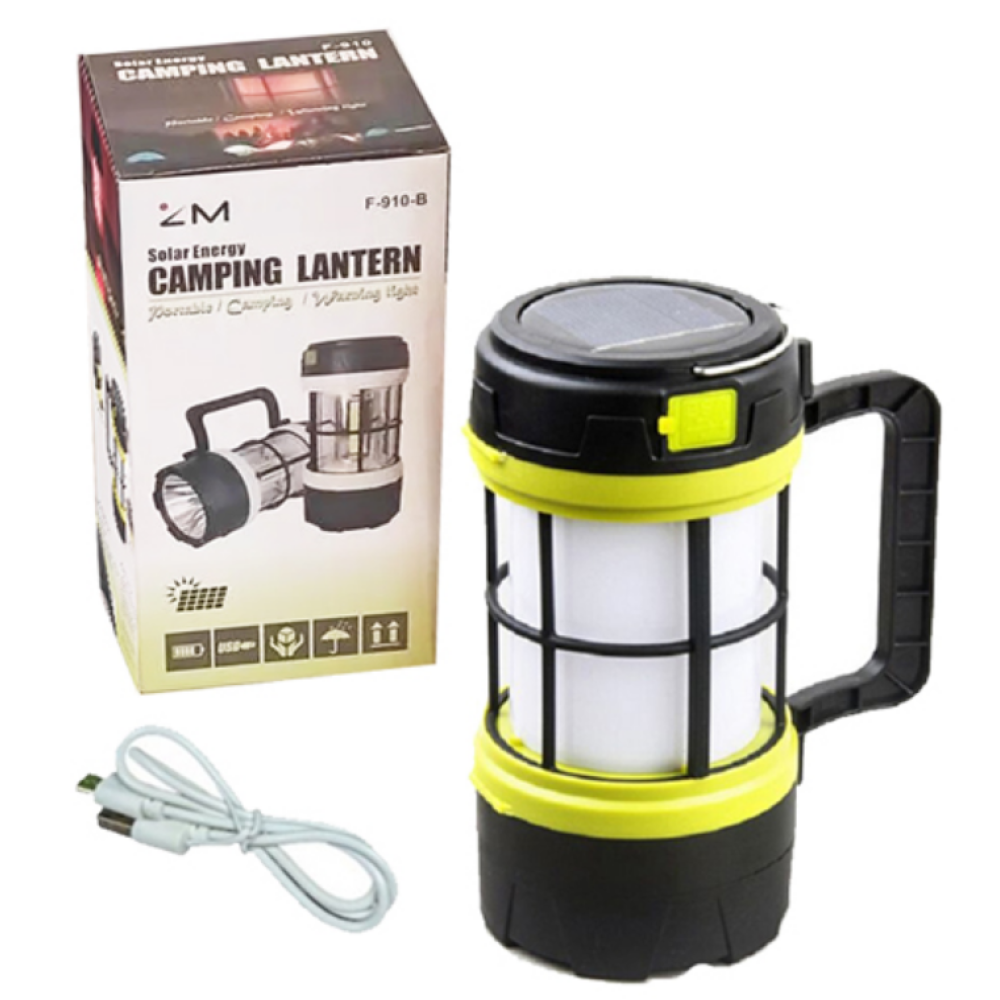 Ліхтар для кемпінгу 910-LED+COB, power bank, Li-Ion, сонячна батарея, ЗУ microUSB, Червоний, Білий