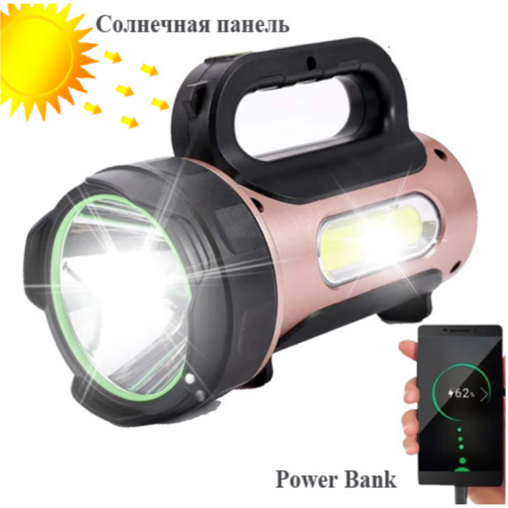 Ручний фонар T93-LED+COB, Білий, Червоний, powerbank, Li-Ion акум., сон., батарея, ЗУmicroUSB,