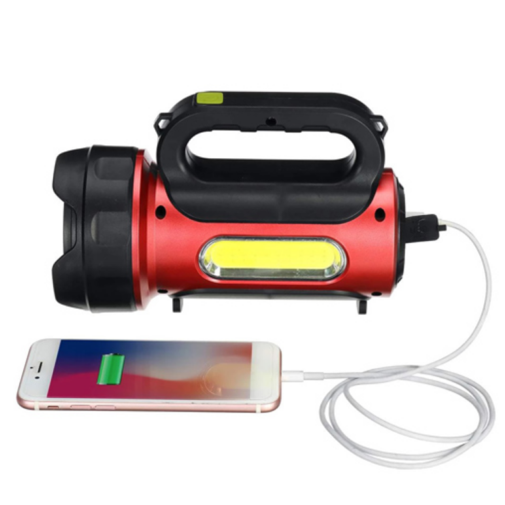 Ручний фонар T93-LED+COB, Білий, Червоний, powerbank, Li-Ion акум., сон., батарея, ЗУmicroUSB,