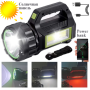 Ручний ліхтар T95-LED+COB, Білий, Червоний, powerbank, Li-Ion акум., сон., батарея, ЗУmicroUSB