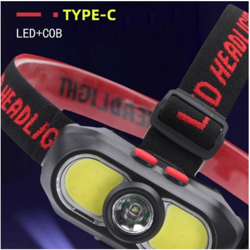 Налобний ліхтар KX-302-LED, 2COB, PL168, 1x18650, ЗУ Type-C