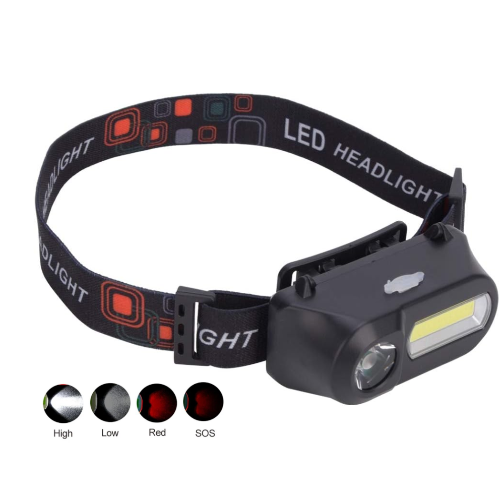 Налобний ліхтар Bailong BL-1804, LED+COB, червоний, білий, акумулятор 18650, micro USB, 8920