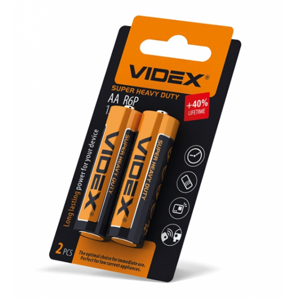 Батарейка Videx R6/AA, соляна, 2шт