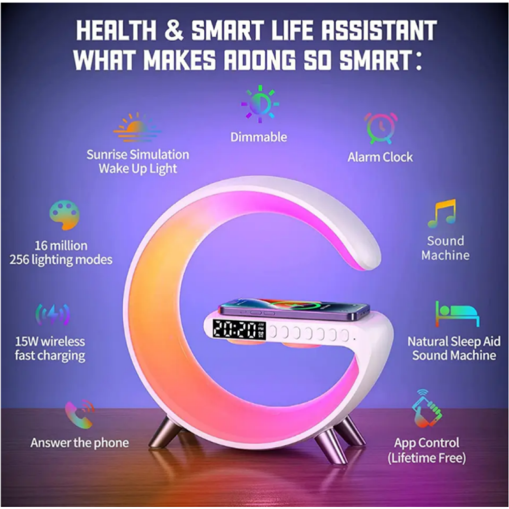 Настільна смарт лампа-нічник G-Smart G11 з бездротовою зарядкою та Bluetooth-колонкою 8939