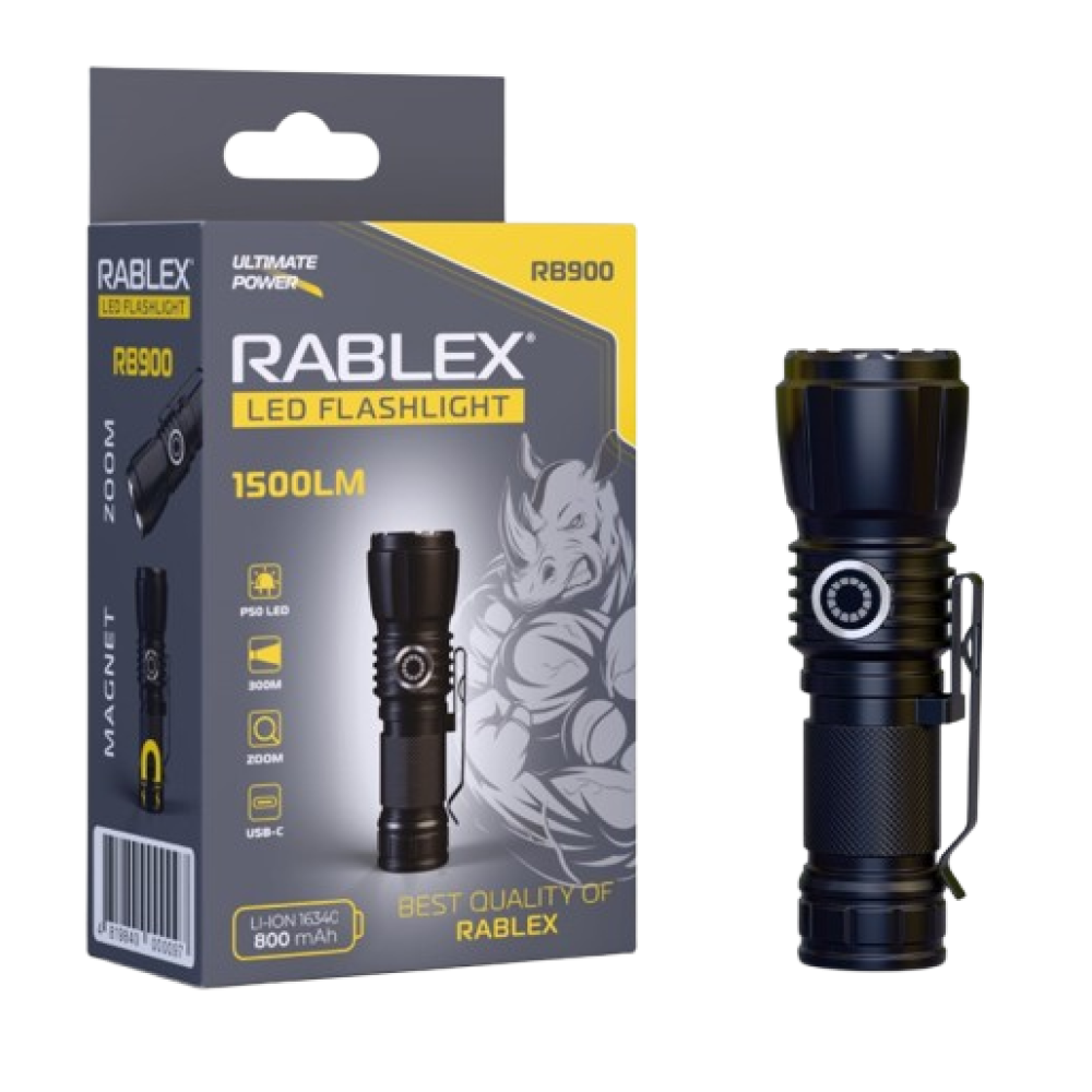 Ручний ліхтар Rablex RB900, Zoom, ЗУ Type-C,