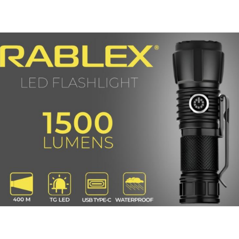 Ручний ліхтар Rablex RB900, Zoom, ЗУ Type-C,