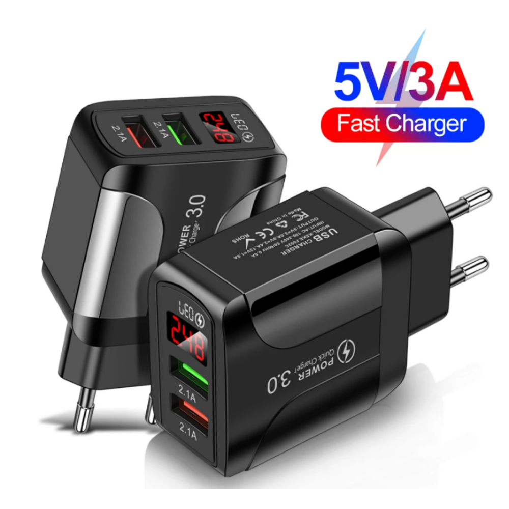 СЗУ Мережева зарядна пристрій PD PKG025 20W, 2*USB, QC3.0 LED