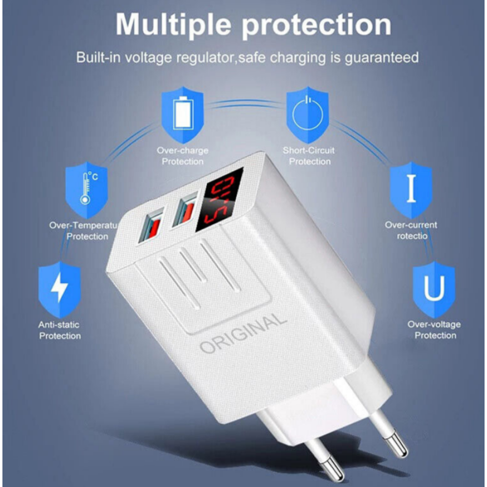 СЗУ Мережева зарядна пристрій PD APD-2S, 2*USB, LED