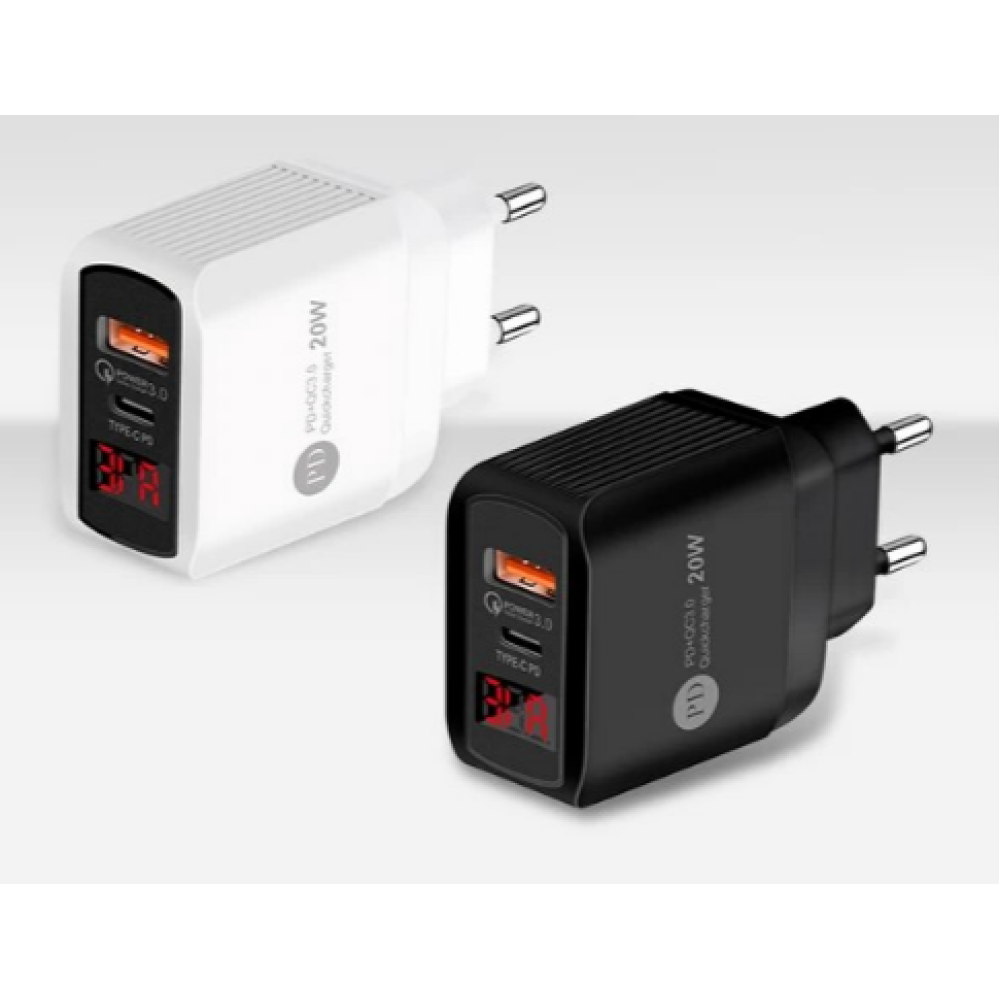 СЗУ Мережева зарядна пристрій PD PKG034, 2*USB, QC3.0, 25W, LED