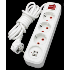 Подовжувач RLFR з заземленням 3 розетки 10 метрів + USB