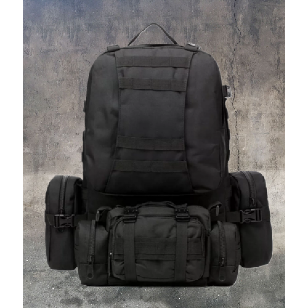 Рюкзак Тактичний з підсумками B08 Black 55L 8142