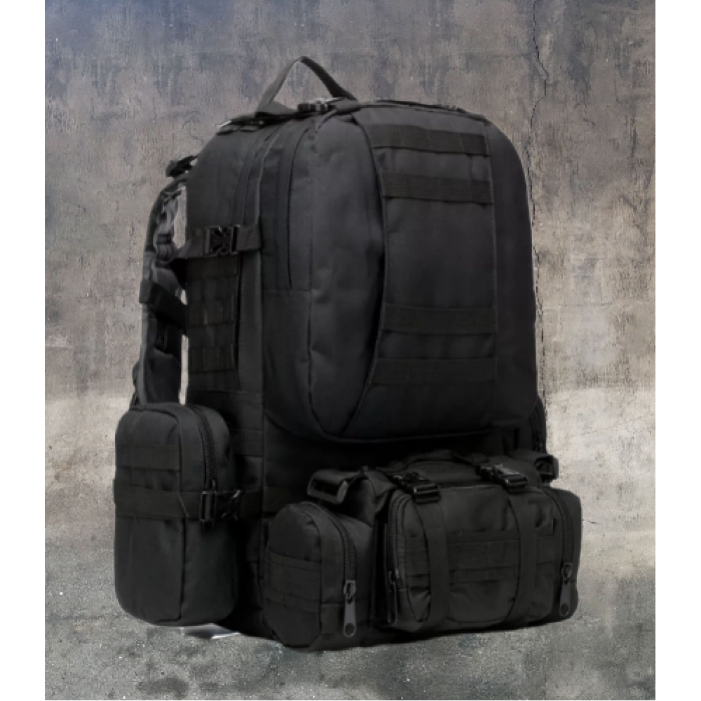 Рюкзак Тактичний з підсумками B08 Black 55L 8142