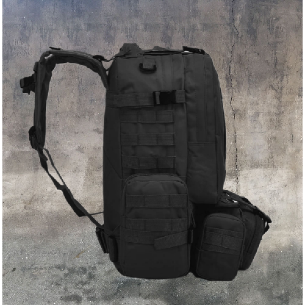 Рюкзак Тактичний з підсумками B08 Black 55L 8142