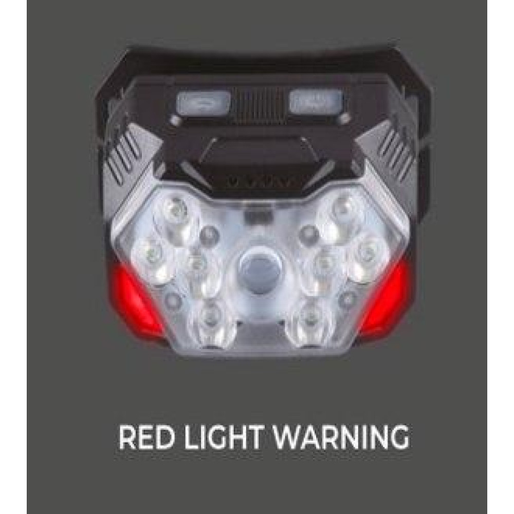 Налобний ліхтар Rablex RB952, жовтий+білий+червоний, 3хTG+8хLED+2хRED LED, Сенсор, акум, Type-C