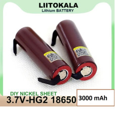 Акумулятор високотоковий 18650, LiitoKala HG2-N, 3000mah, з контактами під пайку