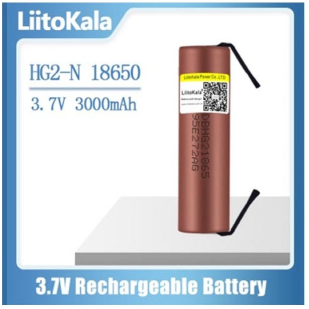 Акумулятор високотоковий 18650, LiitoKala HG2-N, 3000mah, з контактами під пайку