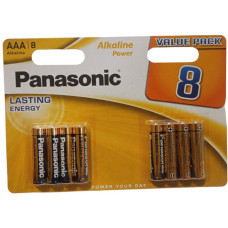 Батарейка Panasonic LR3, AAA, лужна, 8 штук