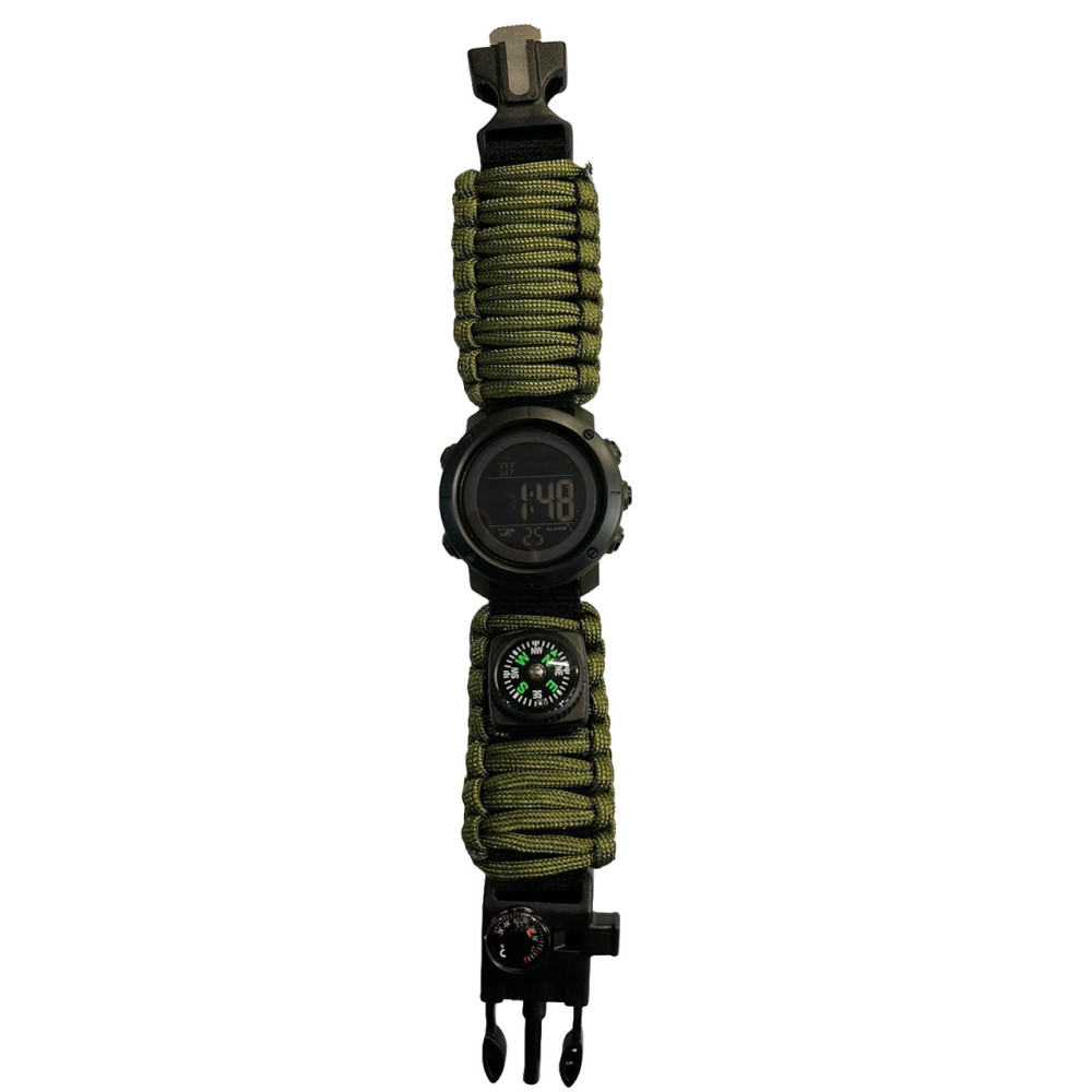 Годинники наручні SKMEI 1426AGBK, PARACORD, ARMY GREEN-BLACK, ABS RING, компас, термометр, 10463