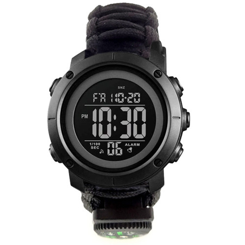 Годинники наручні SKMEI 1426BKBK, PARACORD, BLACK-BLACK, ABS RING, компас, термометр, 10462