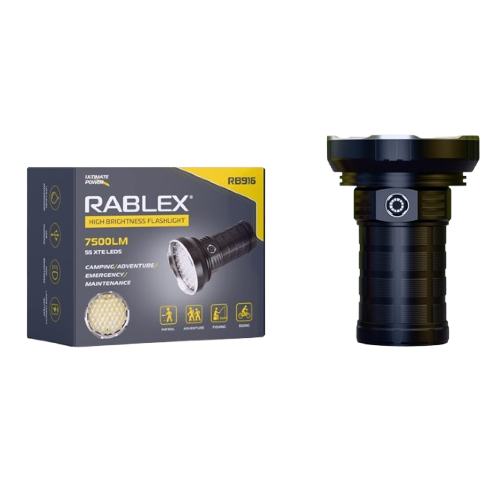 Ручний ліхтар Rablex RB916, 55LED, 4х18650 акум, Type-C, 7500LM