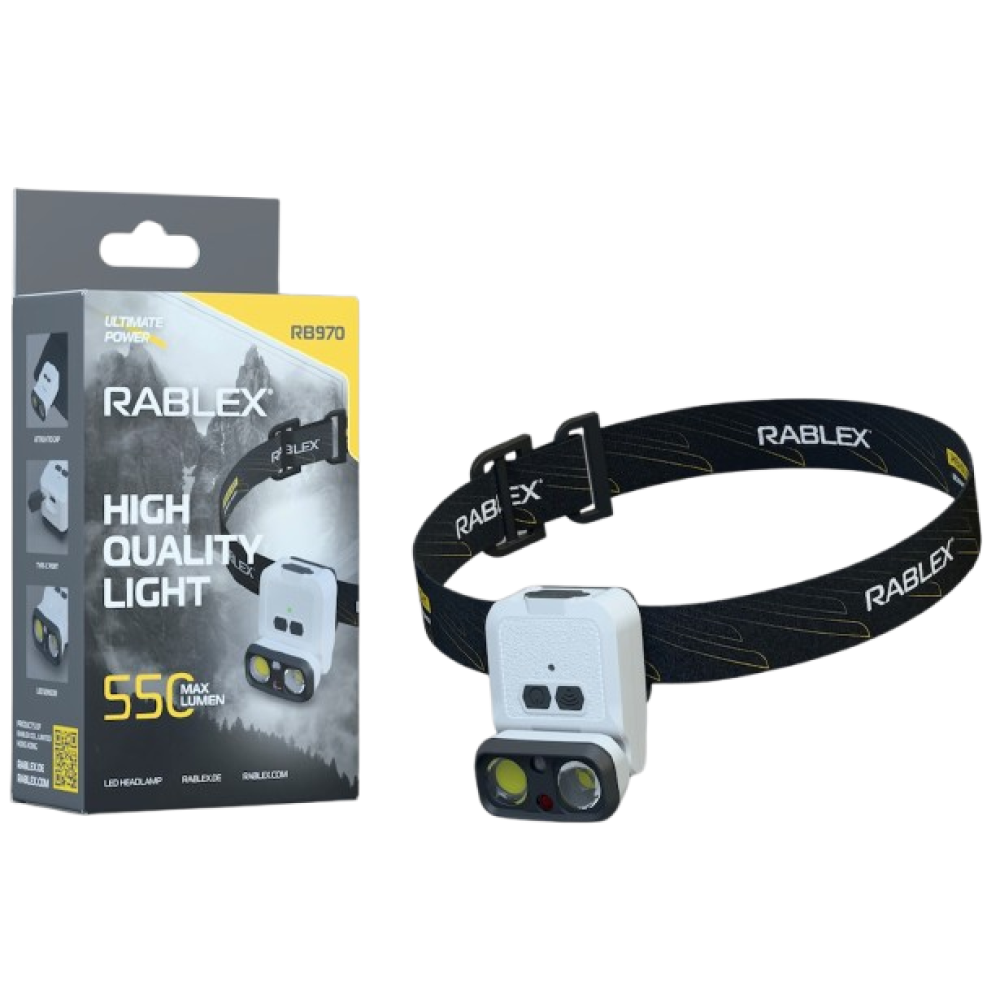 Налобний ліхтар Rablex RB970, 1хXPG+1хCOB, Сенсор, акум, Type-C
