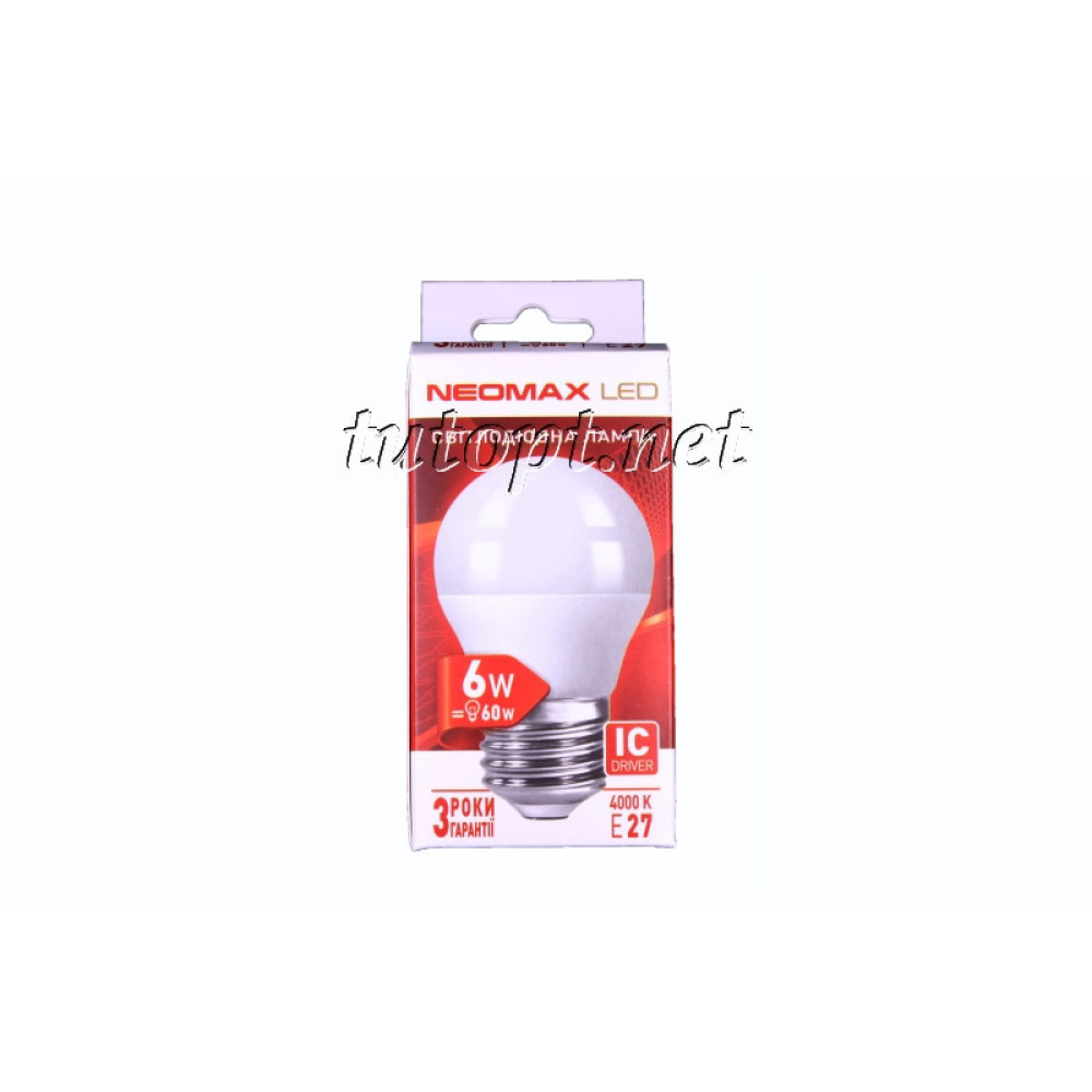 Світлодіодна LED лампочка neomax 6W NX6B E27 4000K (Кулька)