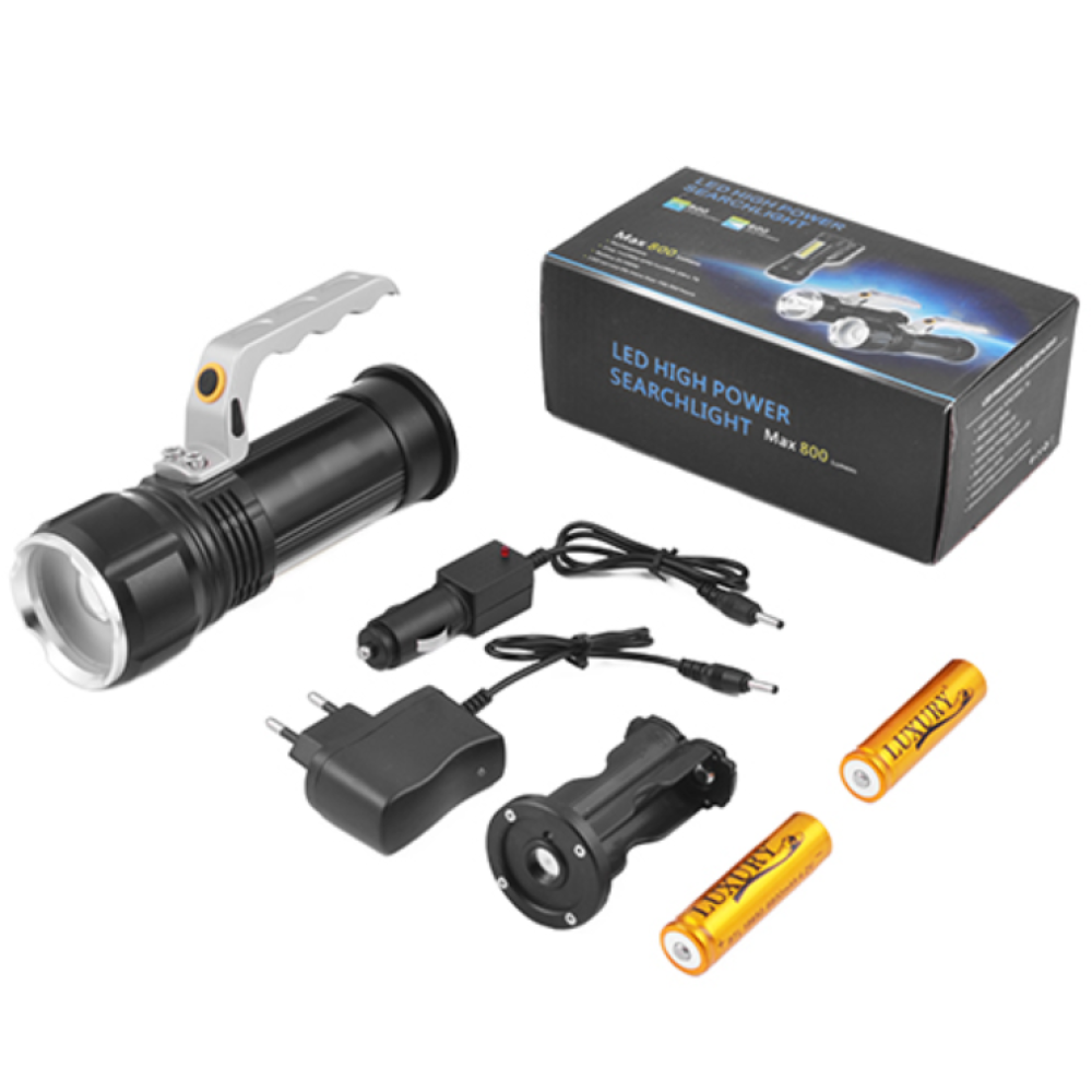 Ручний ліхтар Police S912-XPE+COB, Білий, Червоний, 2x18650, zoom, ЗУ 220V, 12V