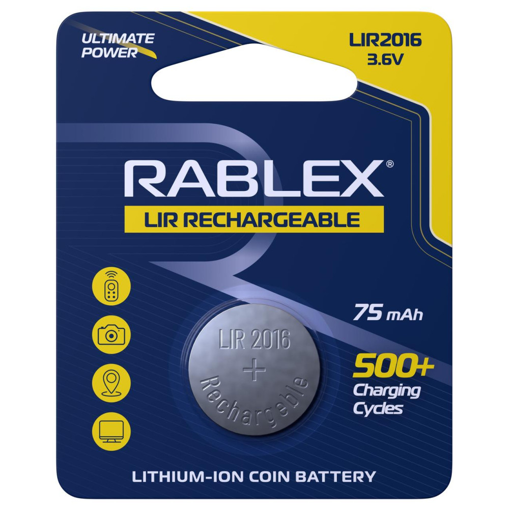 Акумулятор батарейка Rablex LIR2016 3.6V 75mAh