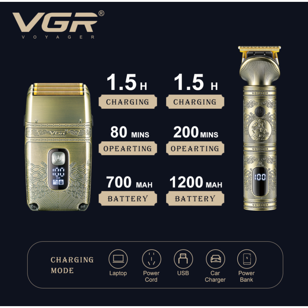 Тример бороди та вусів VGR V-649