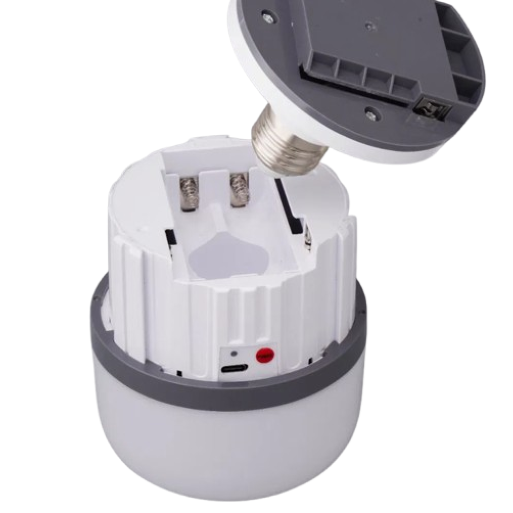 Лампа кемпінгова в цоколі BL-699, PL-40W E27, 40W, 3*18650, AC/DC, з гачком, Type-C
