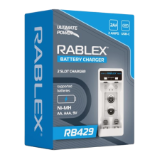 Зарядний пристрій Rablex RB429, 2xAA, AAA, 9V, 2A, Type-c